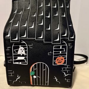 Mad Engine Haunted House Halloween Purse Fine by Me Ghost Pumpkin Brick Roof